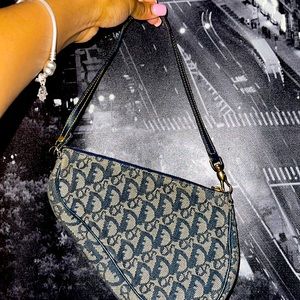Dior vintage shoulder bag, never worn, navy blue